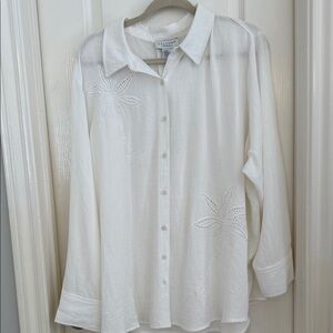 Calypso St. Barth white Embroidered Button-Down Shirt